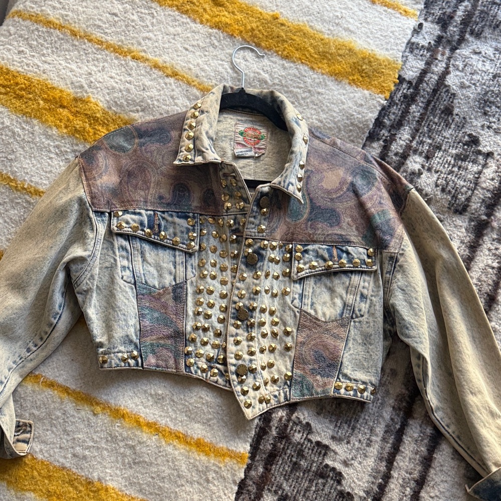 Studded Denim and Paisley Jacket